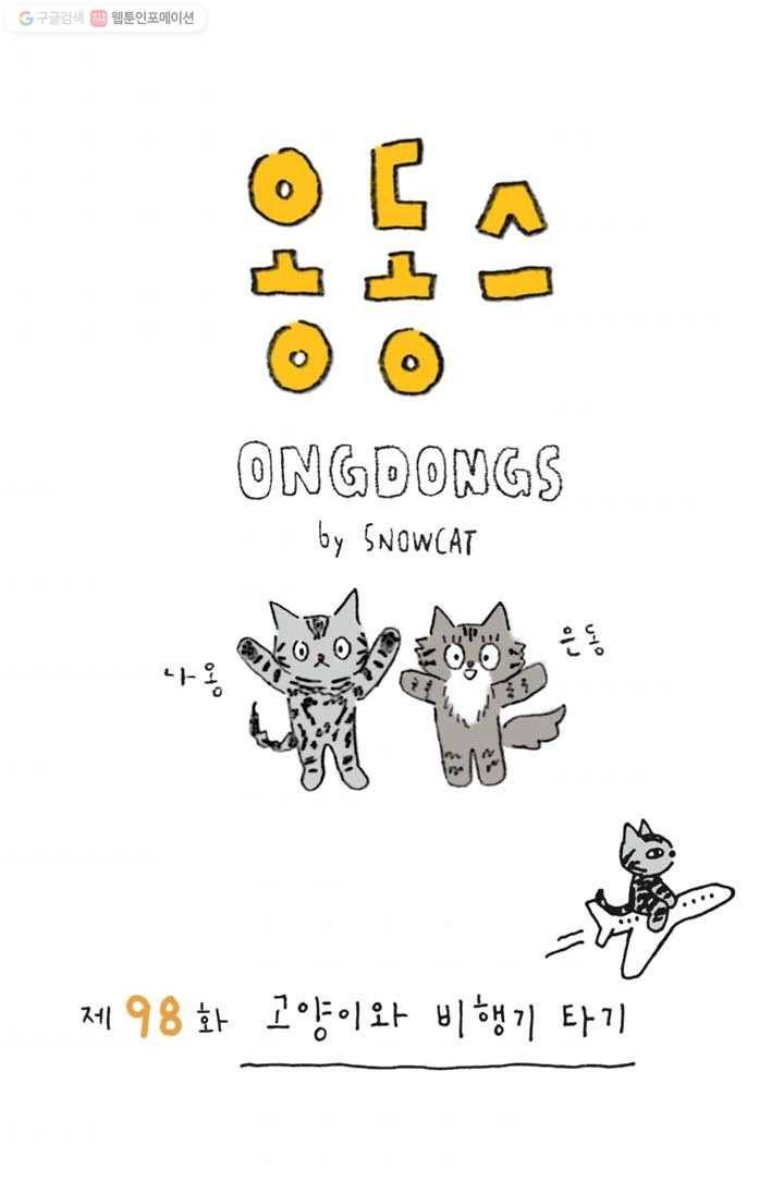 은동은동+옹동스 98화. 고양이와 비행기 타기 1